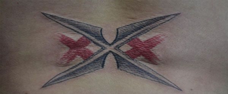 剪刀十字纹身图案