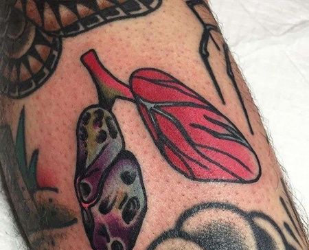 New School小腿肺叶纹身图案