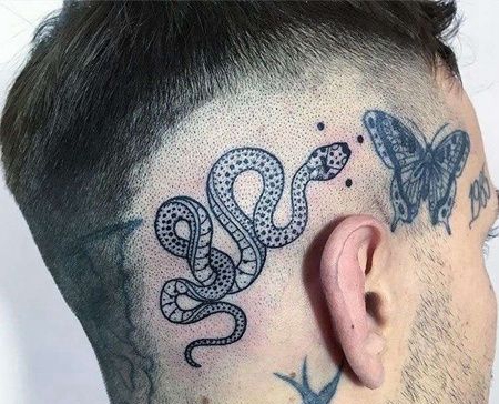 New School头部蛇纹身图案