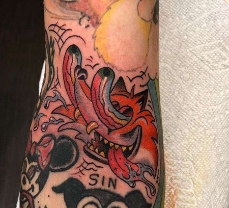 Old School小臂狐狸纹身图案