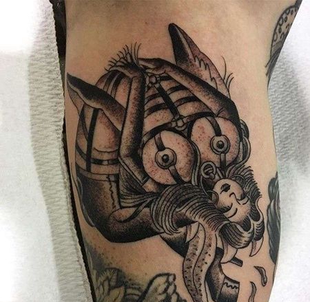 New School大臂绳艺女人纹身图案