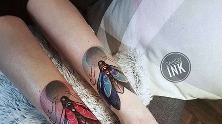 New School小腿昆虫纹身图案