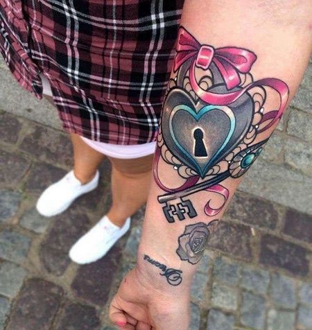 New School小臂锁纹身图案