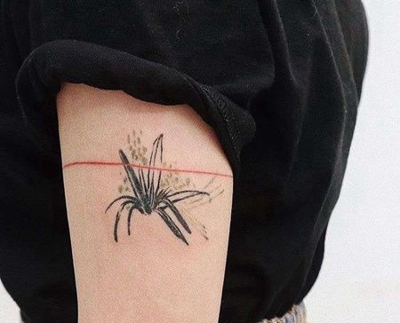 水彩大臂叶子纹身图案