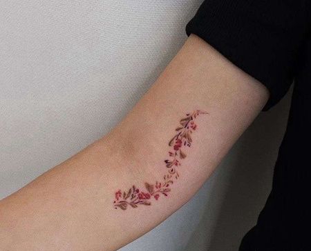 水彩胳膊花卉纹身图案