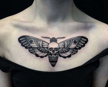 New School前胸蛾子纹身图案