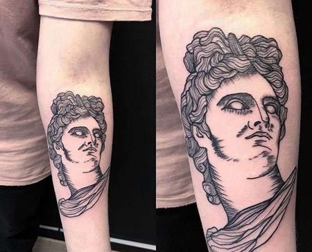 New School小臂雕像纹身图案