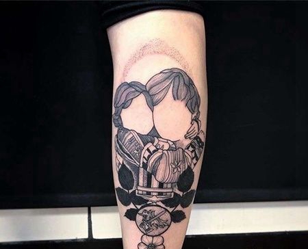 小腿人像纹身图案