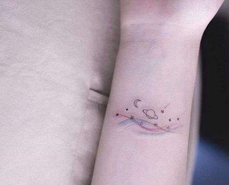 小清新小臂星球纹身图案