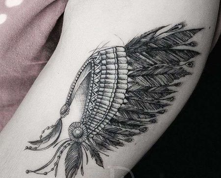 点线大臂头饰纹身图案