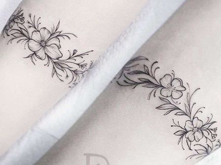 小清新小臂花卉臂环纹身图案