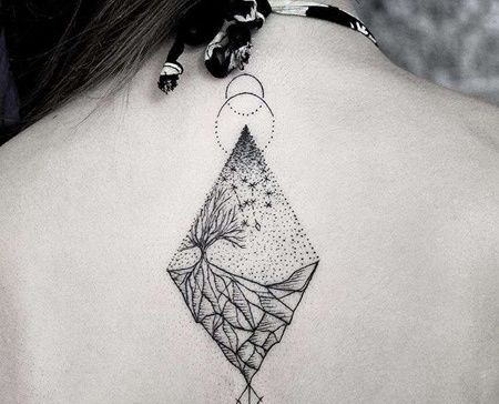 点刺后背山纹身图案