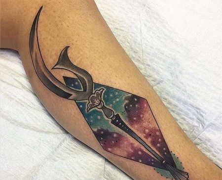 New School小腿法杖纹身图案