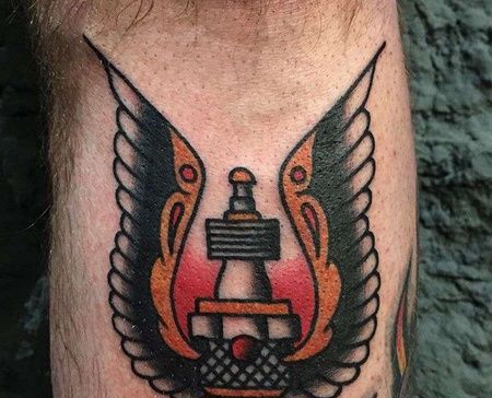 Old School小腿翅膀纹身图案