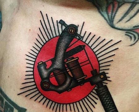 Old School侧腰纹身机纹身图案