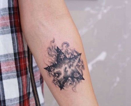 点刺小臂星星纹身图案