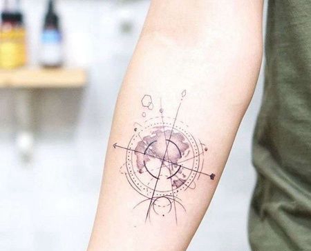 小清新小臂地图纹身图案