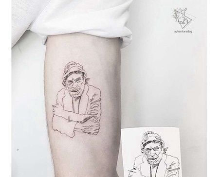 写意小臂人像纹身图案