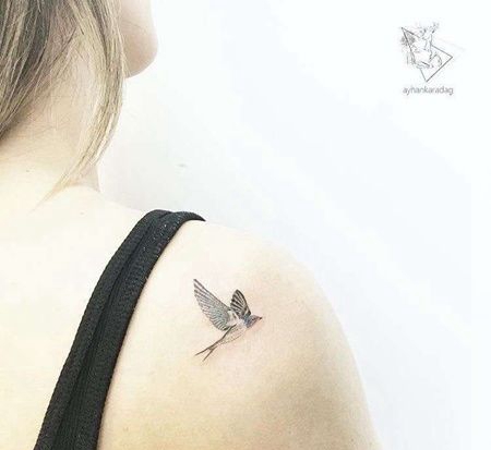 小清新后肩燕子纹身图案