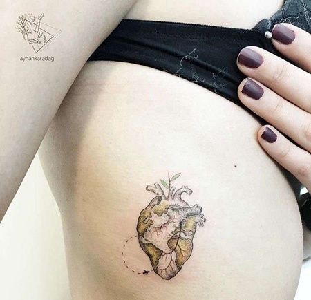小清新侧腰心脏纹身图案