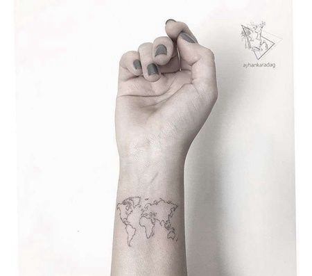 小清新手腕地图纹身图案
