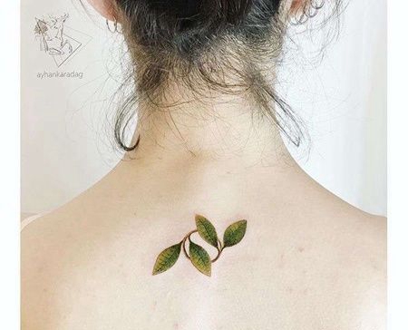 New School后背叶子纹身图案纹身图案