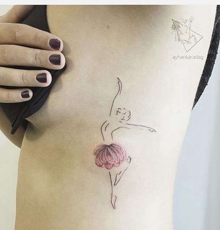 小清新侧腰舞者纹身图案