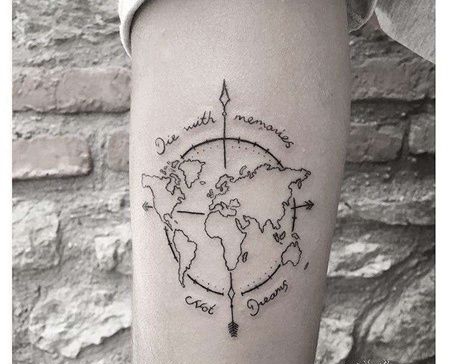 小清新大臂地图纹身图案