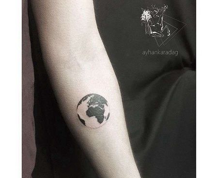 小清新小臂地球纹身图案