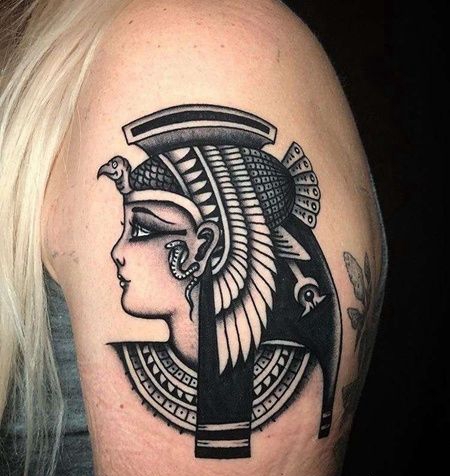 Old School大臂埃及艳后纹身图案