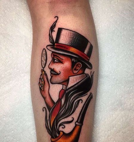 Old School小臂侦探纹身图案