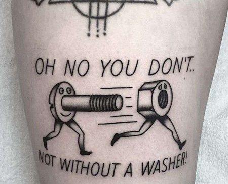 Old School大腿螺丝纹身图案