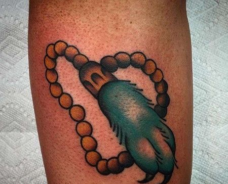 Old School小腿猫爪纹身图案