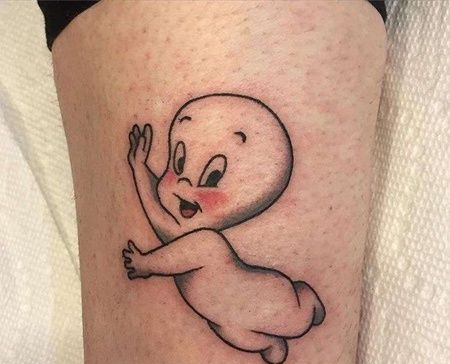 Old School小腿幽灵纹身图案