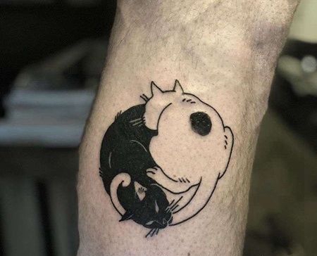 小清新小腿猫纹身图案