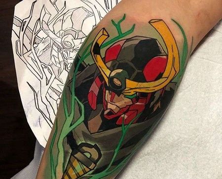 卡通小腿高达纹身图案