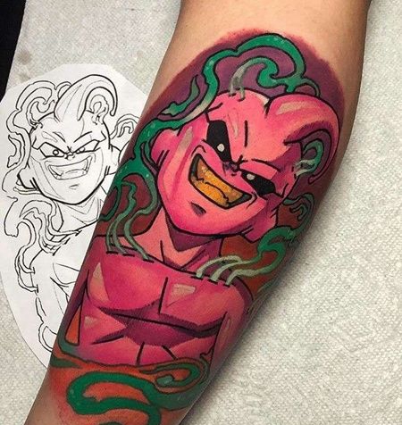 卡通小腿七龙珠魔人欧布纹身图案