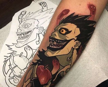 卡通小臂死亡笔记纹身图案