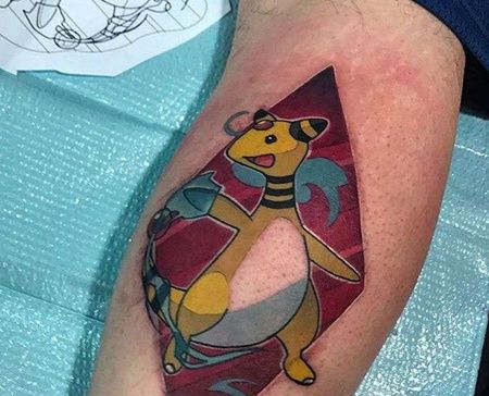 卡通小腿神奇宝贝纹身图案