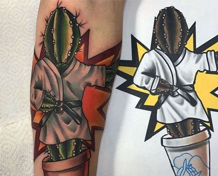 New School小臂仙人掌纹身图案