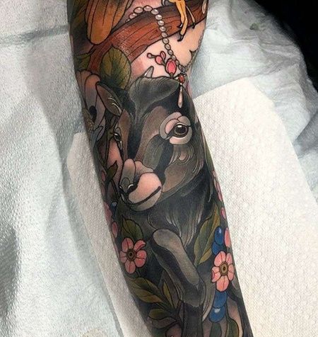 New School胳膊鹿纹身图案