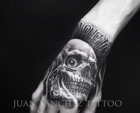 写实手背骷髅纹身图案