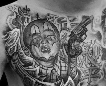 写实前胸婴儿纹身图案