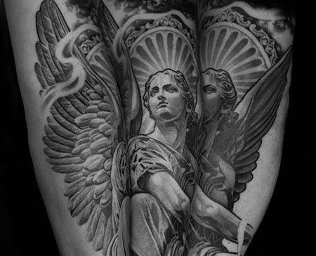 写实小臂女人雕像天使纹身图案