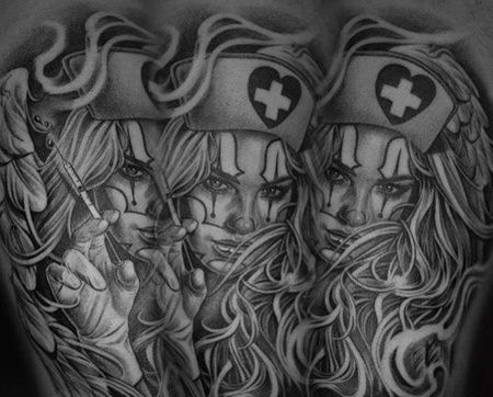 写实大腿女人纹身图案