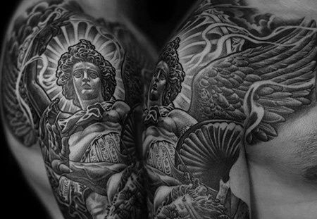 写实大臂天使纹身图案