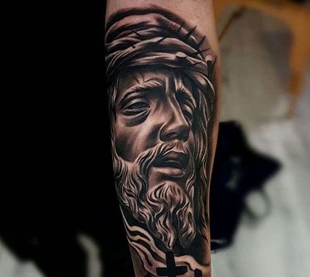 写实小臂耶稣纹身图案