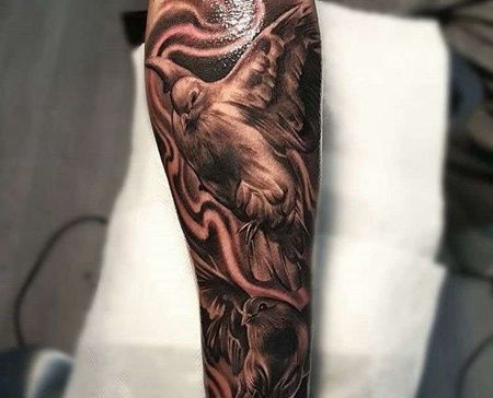 写实小臂鸽子纹身图案