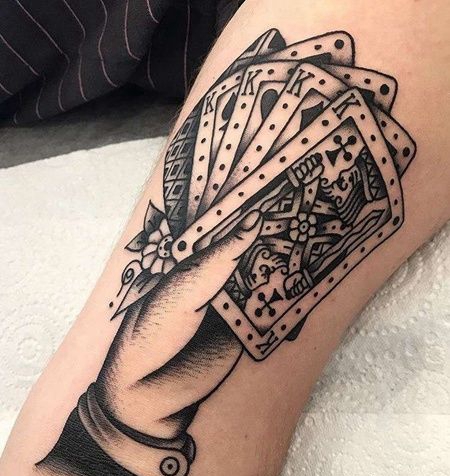 Old School大臂手扑克纹身图案