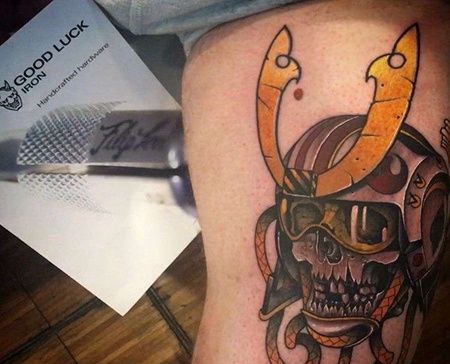 大腿鬼武士纹身图案